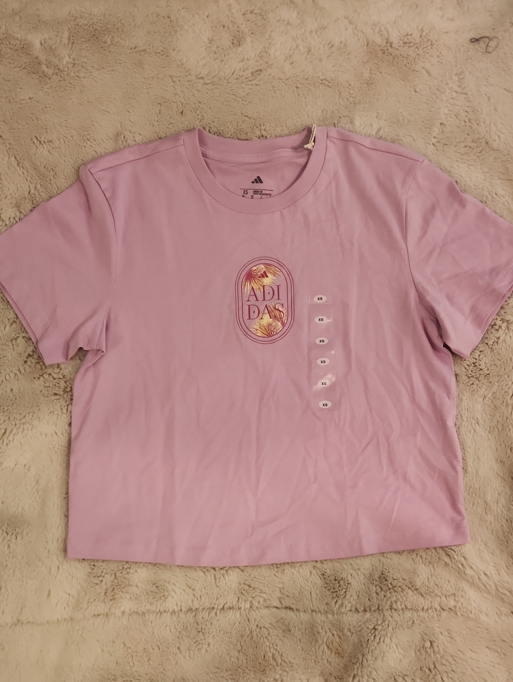 adidas Lilac Graphic Logo Cropped Tee